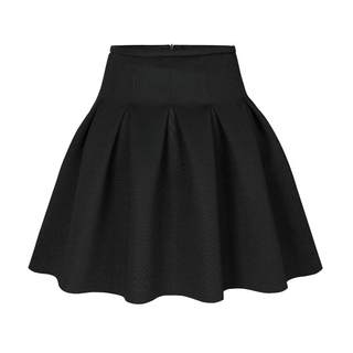 2025秋冬韩版高腰显瘦打底短裙女半身裙百褶裙黑色太空棉蓬蓬裙