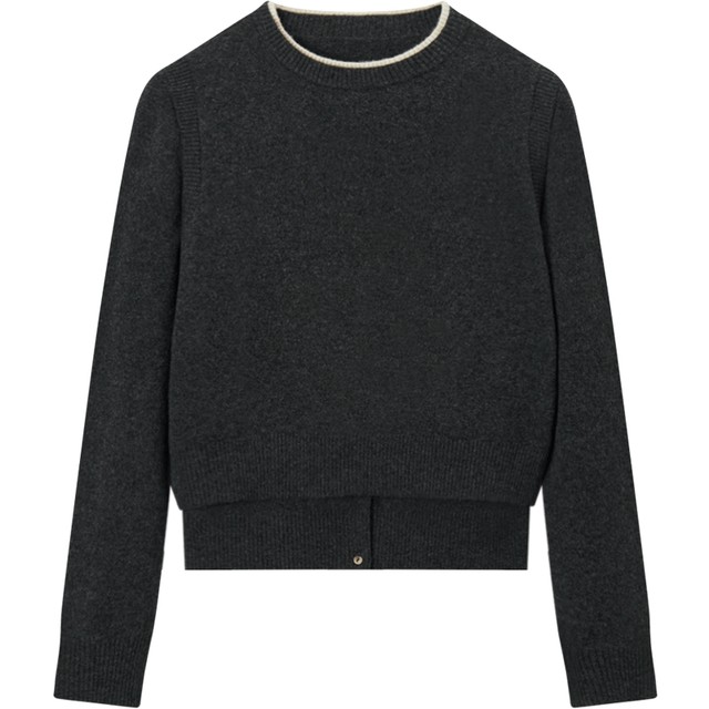 Aijutu knitted jacket for women spring and autumn new style soft and waxy layered two-piece warm sweater