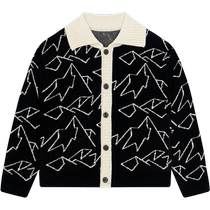 erdosKIDS Ordos childrens clothing medium and large childrens lapel fashion double handle versatile cashmere cardigan
