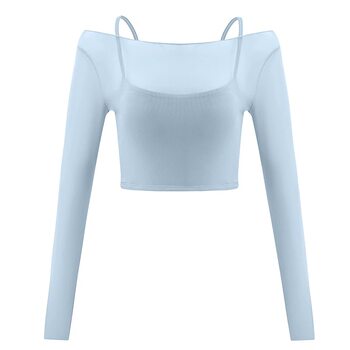 Women's long-sleeved autumn and winter yoga tops with chest pads