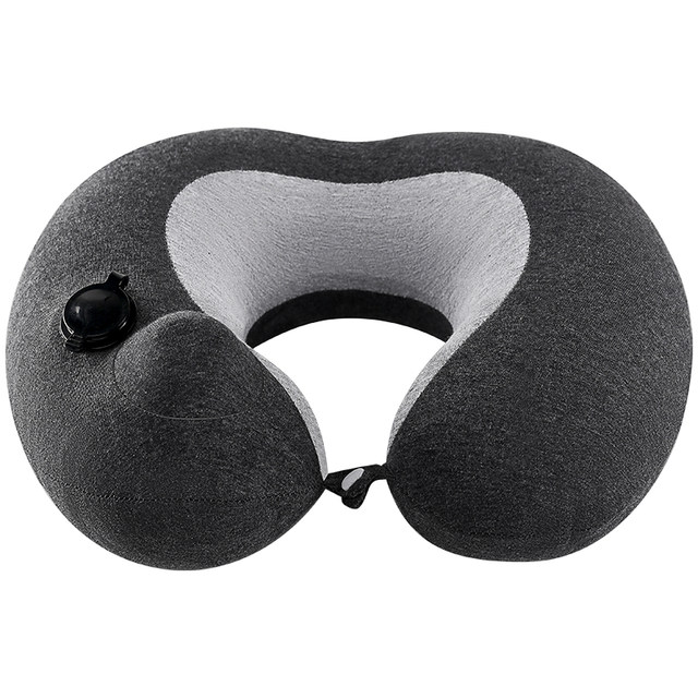 Portable press-inflatable u-shaped pillow to relieve stress