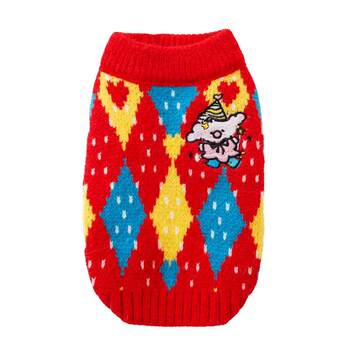 Dog cartoon thickened knitted rhombus sweater