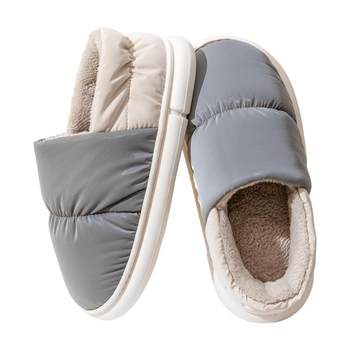 ເກີບສົ້ນຕີນໃນຮົ່ມຂອງຜູ້ຊາຍໃນລະດູຫນາວອົບອຸ່ນຫນາ-soled ເຮືອນລົງ slippers ຝ້າຍກັນນ້ໍາສໍາລັບແມ່ຍິງທີ່ສາມາດໃສ່ນອກ