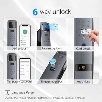Voice tuya lock matter system remote unlocking video monitoring fingerprint lock anti-theft door smart security lock