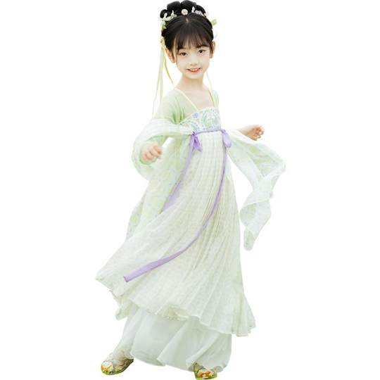 乌扣.关雎 汉服女童夏款儿童中国风改良古装襦裙超仙连衣裙春夏
