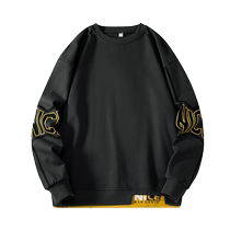 Outlet NASA sweatshirt mens autumn new trendy brand ins long-sleeved round neck fake two-piece sweatshirt top