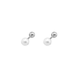 925 Silver Needle Pearl Earrings Women's Ear Hole Earrings Sleeping No-Removet Screw-Twist Small Ear Bone Nail Accessories