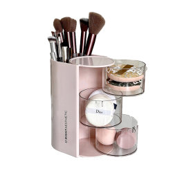 Powder puff storage box rotating dust-proof desktop beauty egg air cushion rack dressing table multi-layer lipstick makeup rack storage rack