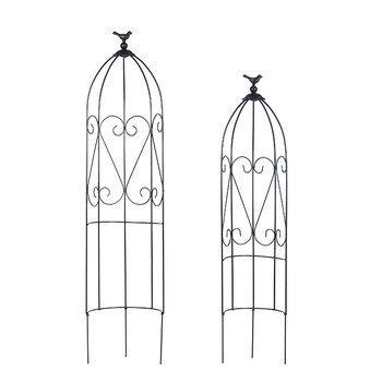 ຂາຕັ້ງດອກໄມ້ birdcage ປະສົມປະສານແບບເອີຣົບ, ເຄືອອະເນກປະສົງ, ດອກກຸຫລາບແລະຕົ້ນໄມ້ເລືອຄານອື່ນໆ, ສວນ pergola stand