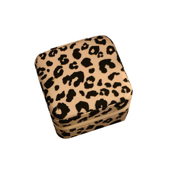 Leopard print portable jewelry box earring ring storage box