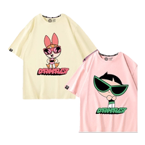 Powerpuff Girls peripheral joint short-sleeved T-shirt womens summer loose small pure cotton top trendy best friend outfit