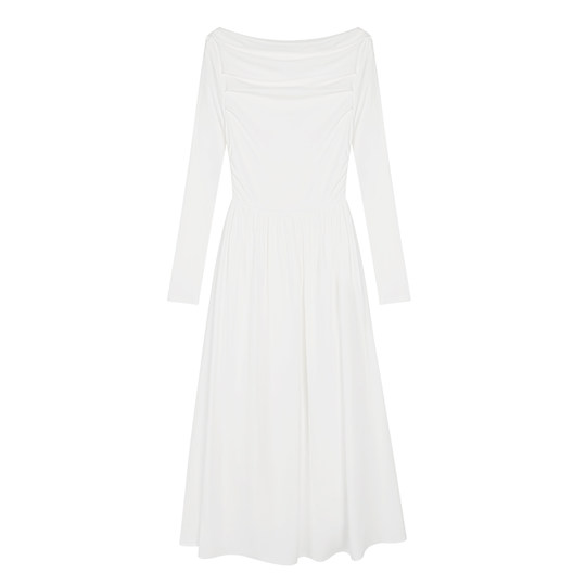 French one-shoulder knitted dress