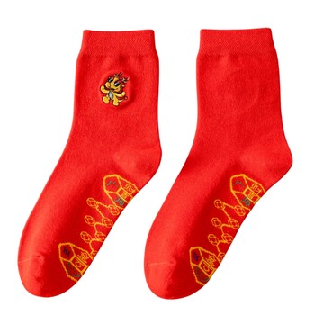 ປີ Zodiac Socks ແມ່ຍິງຝ້າຍບໍລິສຸດ Wedding ຄູ່ຜົວເມຍຂອງປະທານແຫ່ງປີມັງກອນ Socks ຝ້າຍຜູ້ຊາຍຖົງຕີນແມ່ຍິງສີແດງກ່ອງຂອງຂວັນ