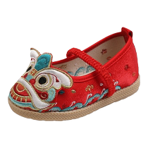 Girls Hanfu embroidered shoes performance shoes tiger head shoes childrens handmade cloth shoes ethnic style costume embroidered shoes dance shoes