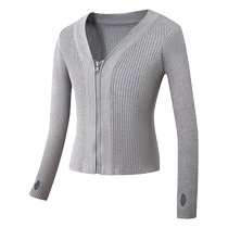 Childrens dance clothing girls autumn and winter practice clothing sweater shawl jacket zipper outer warm dance top