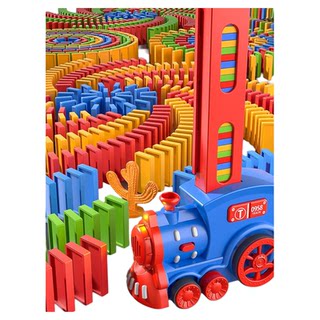Children's domino train automatically distributes cards educational building blocks baby toy car gift for boys and girls