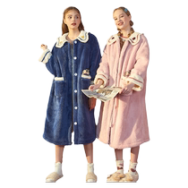 (Wax Pen Little New Joint) Don Lions Cute Pyjamas Femme 2022 Automne Hiver New Sleeping Robes Long Thickened Home Clothing