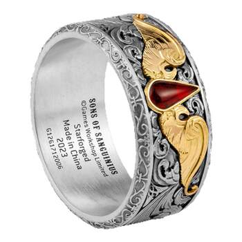 Star forged warhammer 40k blood angels silver emblem ring