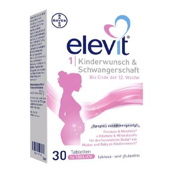 German version of ellevi active folic acid for pregnant women, early stage 1 folic acid tablets, official authentic product during pregnancy preparation period