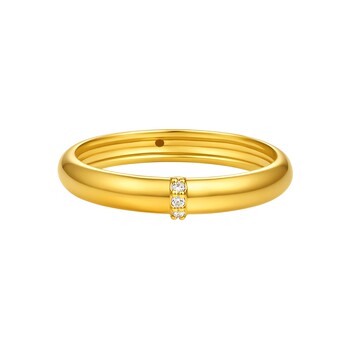 Tsl xie ruilin gold glossy ring 5d hard gold inlaid with diamond solid gold ring new women's xr527