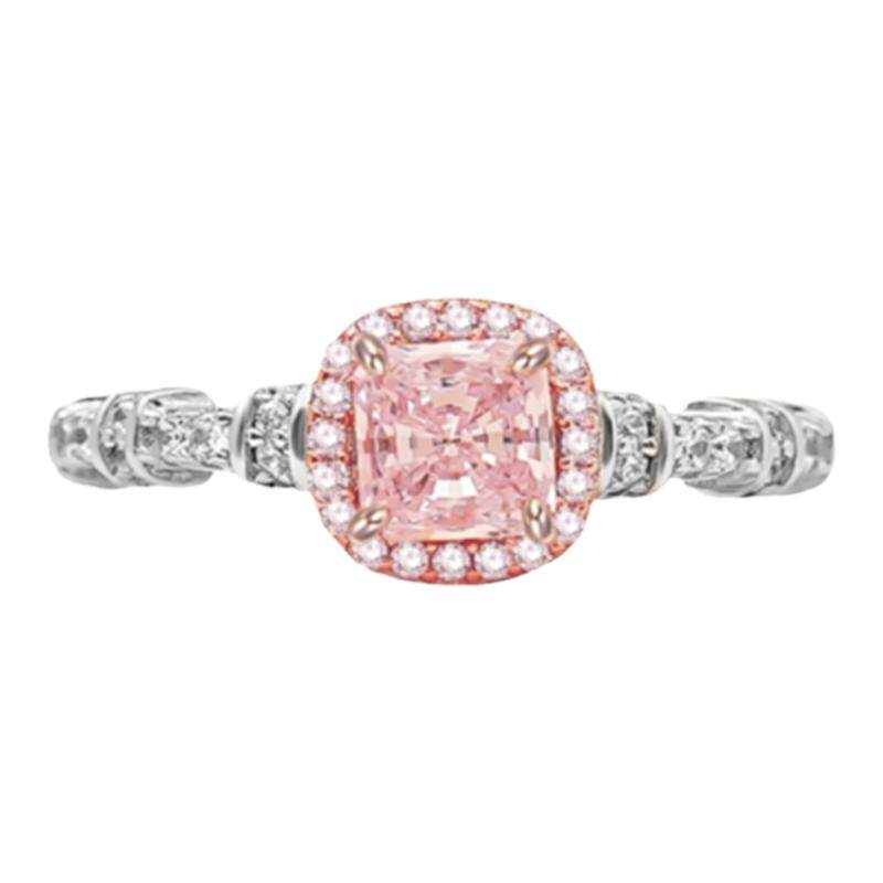 Slightly sweet and romantic artificial cherry blossom pink diamond ring