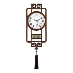 Modern Chinese-Style Solid Wood Wall Clock for Home Use, Silent Clock, 2026 New Model, Perpetual Calendar Quartz Clock