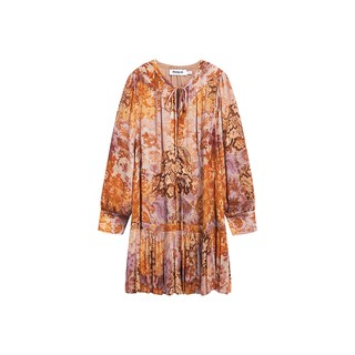 Desigual big watermelon celebrity style 25 autumn and winter new retro print long sleeve v-neck dress