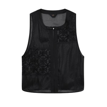 White deer language stitching hollow chiffon vest for women