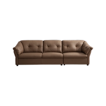 Chivas Italian minimalist first-layer cowhide small apartment horizontal hall French cream style brown leather sofa 3103B