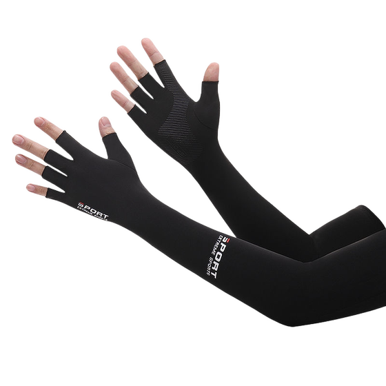 Men's Summer Two-Finger Sunscreen Gloves Thin Arm Sleeves