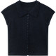 Polo lapel ແຂນສັ້ນ linen knitted cardigan ເສື້ອທີເຊີດແມ່ຍິງ