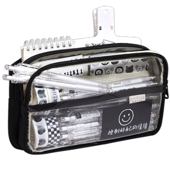 Extra large capacity transparent pencil bag for junior and senior high school boys and women