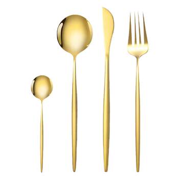 Nordic ins stainless steel knife and fork spoon three-piece set of steak knife and fork suit western food tableware household metal main table spoon