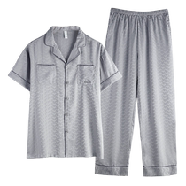 Xuanliang 2024 new pajamas for men spring and summer thin ice silk short-sleeved simulated silk large size home wear set