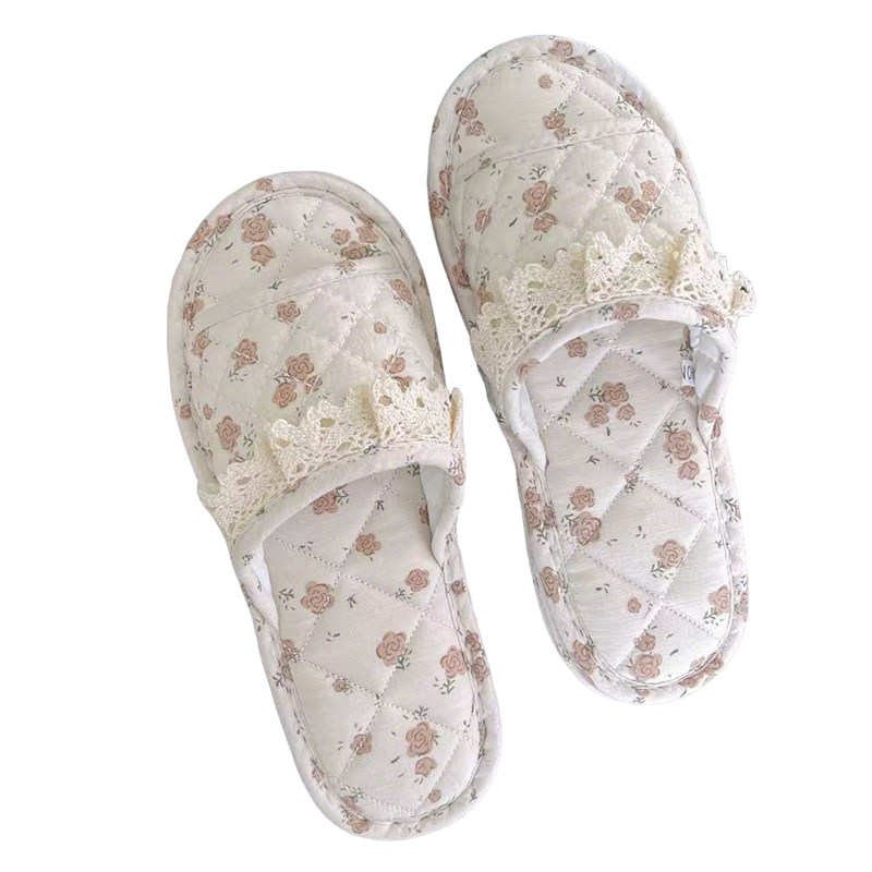 Autumn and winter women's cloth bottom home silent floor slippers