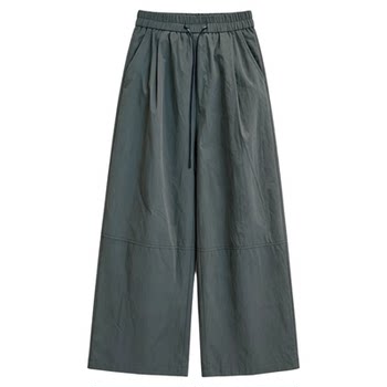 Drawstring tie ເກົ້າຈຸດ balloon pants ຂາກ້ວາງສໍາລັບແມ່ຍິງສະຖານີເອີຣົບ