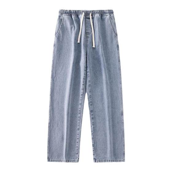 Vishow Loose straight -legged long -legged pants Men's wild tide brand fashion, simple retro vertical sense jeans spring and autumn