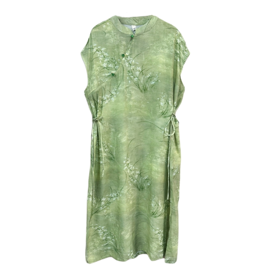 Factory straight-haired cotton and linen skirt improved cheongsam