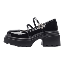 Daphne Mary Jane womens shoes thick-soled summer new sandals French single shoes black high-heeled loafers