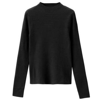 Giordano sweater ຂອງແມ່ຍິງສີແຂງເຄິ່ງ turtleneck slim pullover sweater 13351811