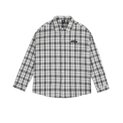 MANYSTON American retro cotton plaid shirt men's spring and autumn black long-sleeved casual shirt jacket