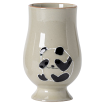 Bois de paille crémeux gris panda peinte à la main tasse de thé tasse maître tasse de thé en céramique à thé avec une tasse unique de tasse de thé