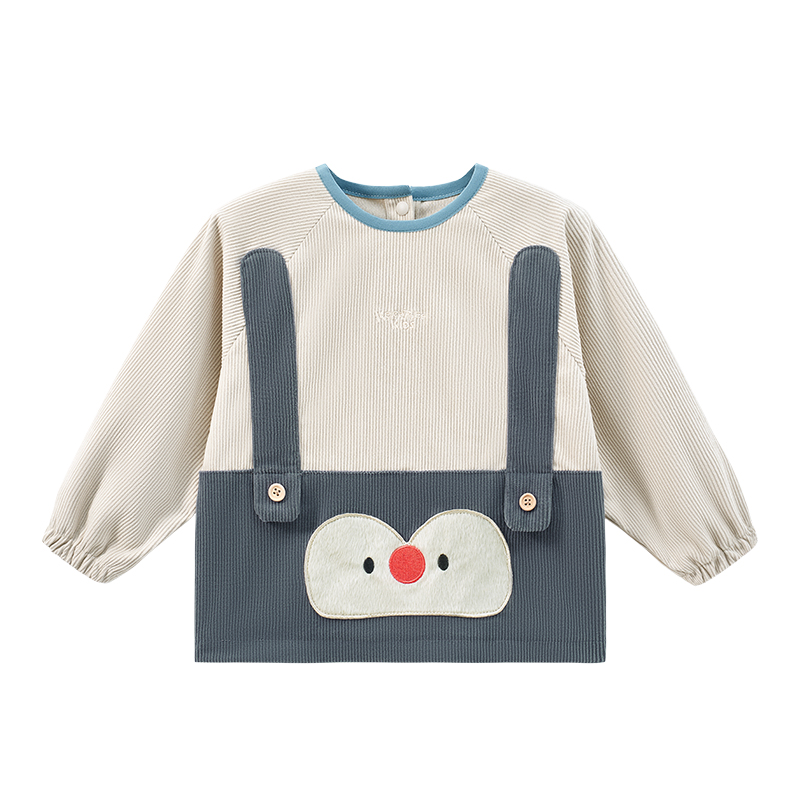 Fashionable fake two piece blouse corduroy dining bib trendy