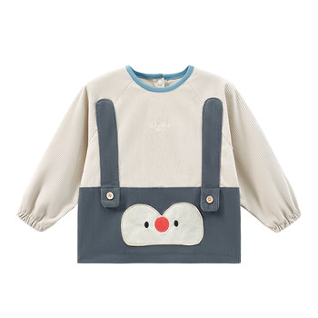 Fashionable fake two piece blouse corduroy dining bib trendy