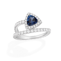APM Monaco pavé blue triangle ring simple design hoop ring birthday couple gift