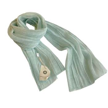 Spring and autumn solid color versatile cotton and linen scarf japanese small silk scarf