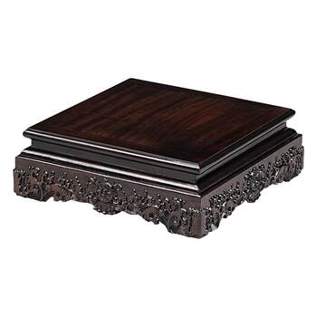 Solid wood rectangular mahogany carved water wave relief base