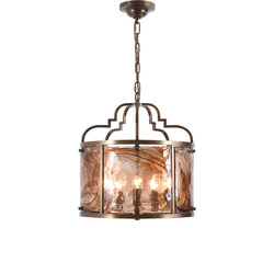 American-Style All-Copper Restaurant Chandelier, Vintage and Elegant Study Lamp, Classical and Unique Villa Foyer Corridor Glass Lighting Fixture