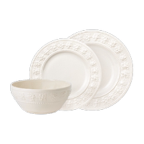 WEDGWOOD Happy Holidays Ivory White One-person Tableware 3-piece Set Ceramic Bowls and Plate Soup Plate