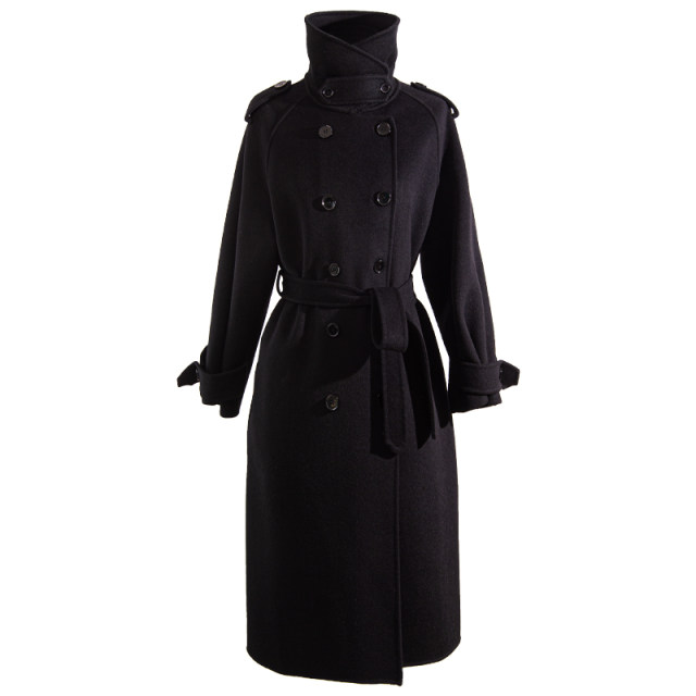 Warm and slim double-sided woolen coat with stand collar